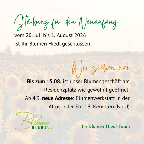 Hiedl Betriebsurlaub Sommer